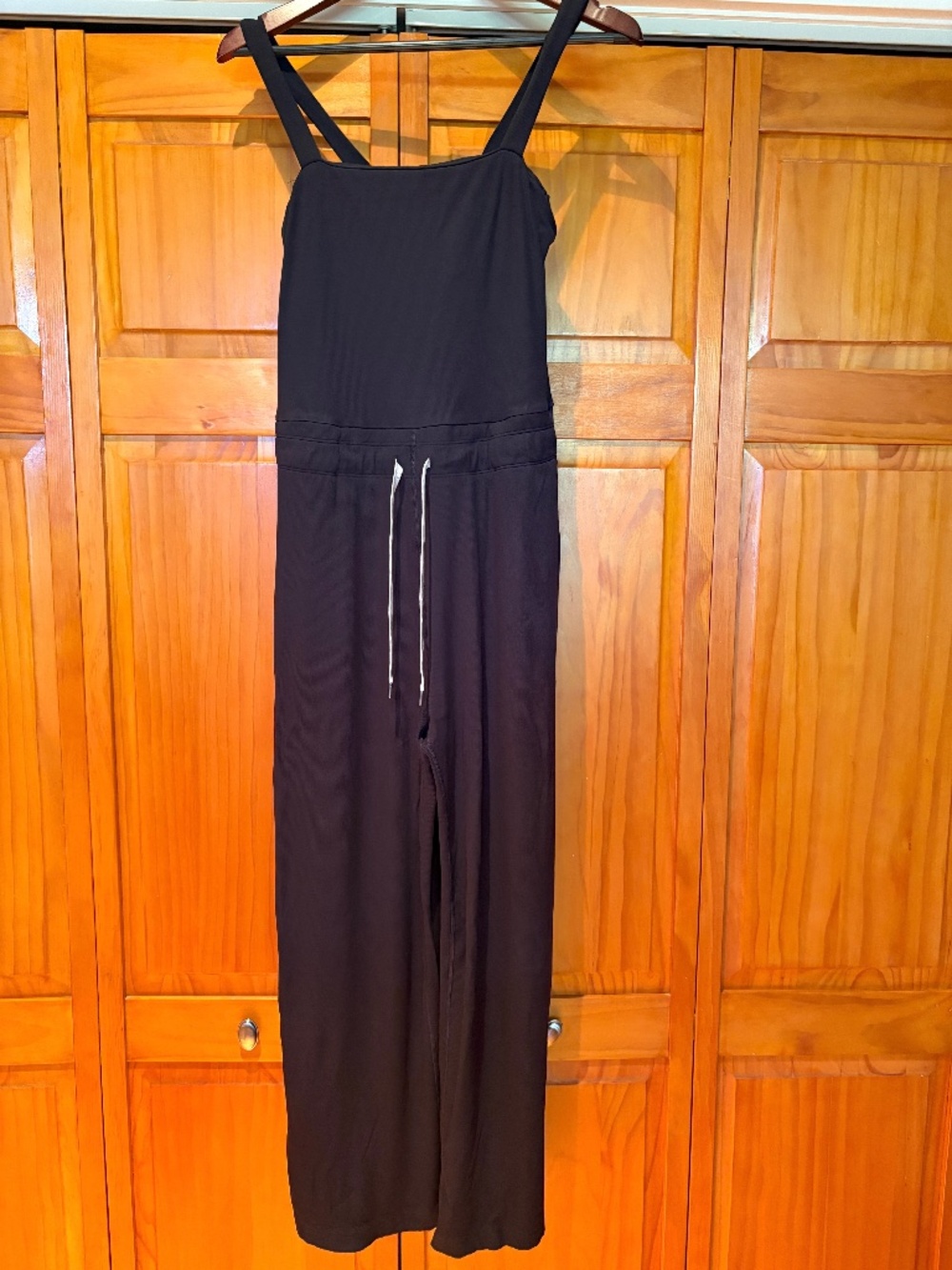 Vuori Mudra Pose Ribbed Jumpsuit Black Size Large Wide Leg